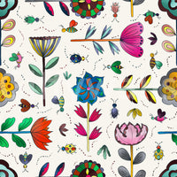 Hallway styled with insect and flower wall mural

