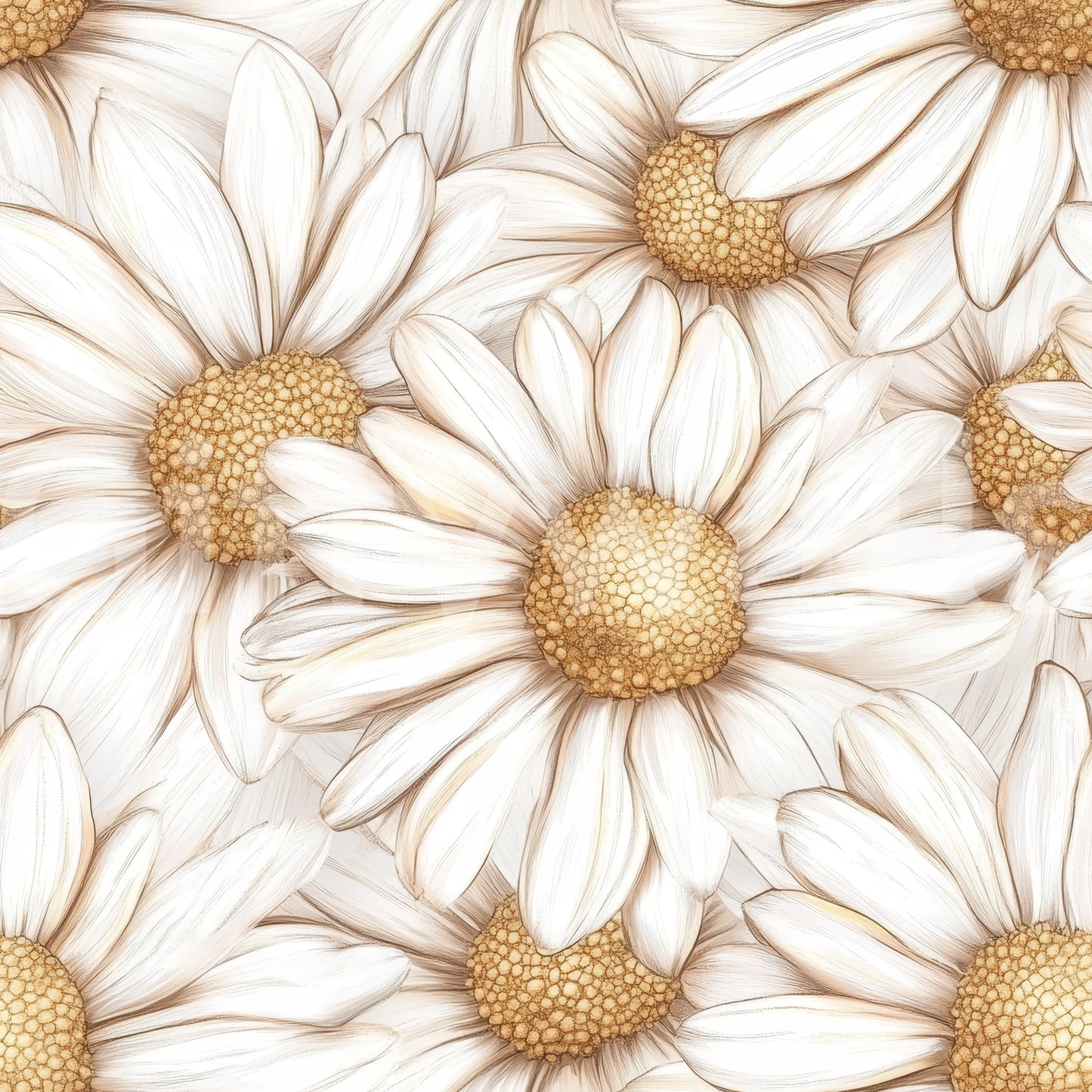 Floral wallpaper with golden daisies perfect for serene decor.

