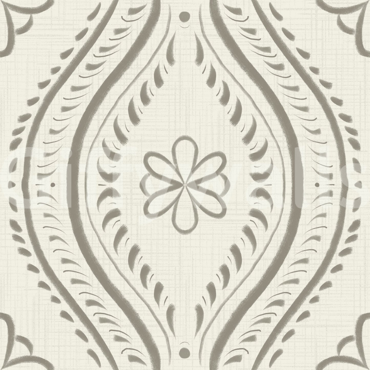 Ogee wall mural in fresh botanical tones

