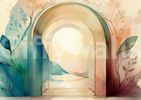 Soft arches and florals in the Botanical Dream Arches wall mural.

