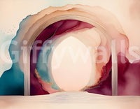 Soft, calming colors and celestial designs in Mayoral Sleep Portal mural.

