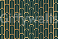 Luxury Art Deco wall mural featuring bold cyan and gold columns

