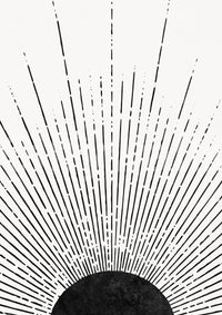 Black and white sun rays mural for a sleek, modern aesthetic.

