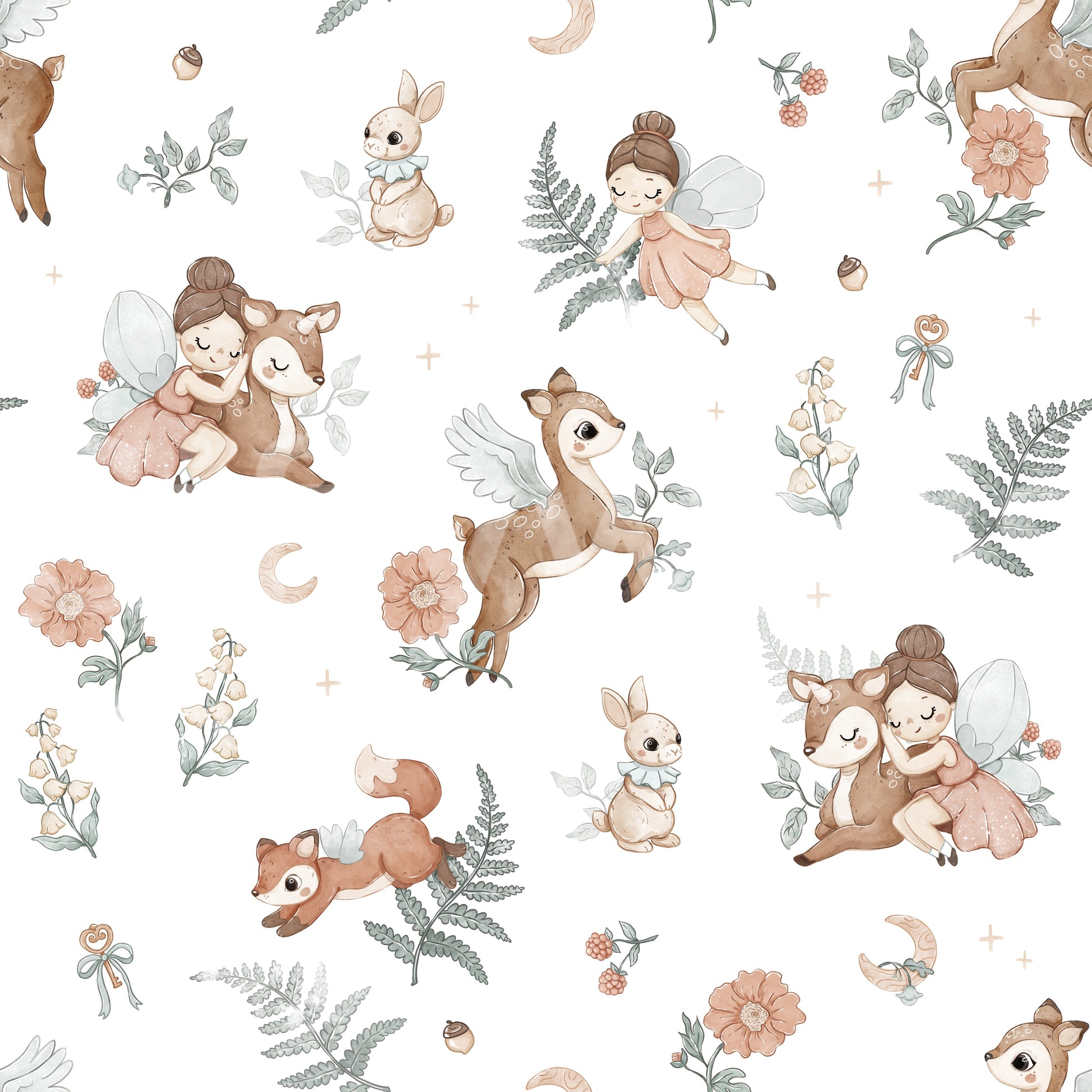 Forest landscape wallpaper with mystical, misty atmosphere

