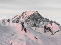 Stunning snow-covered mountain mural for creating a peaceful room.

