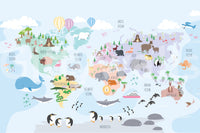 Kids room animal map mural


