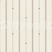 Soft striped wallpaper in buttercream and sienna tones for warmth

