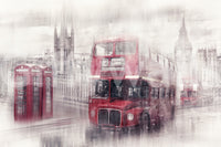 Urban London mural capturing Westminster in a collage style

