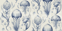 Ocean-inspired jellyfish wallpaper in muted pastels

