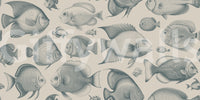 Detailed line art fish motif mural wallpaper for walls

