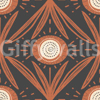 Charcoal and terracotta floral wallpaper pattern
