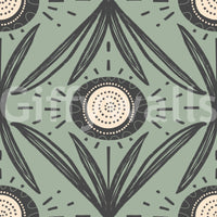 Detailed folk floral print wallpaper
