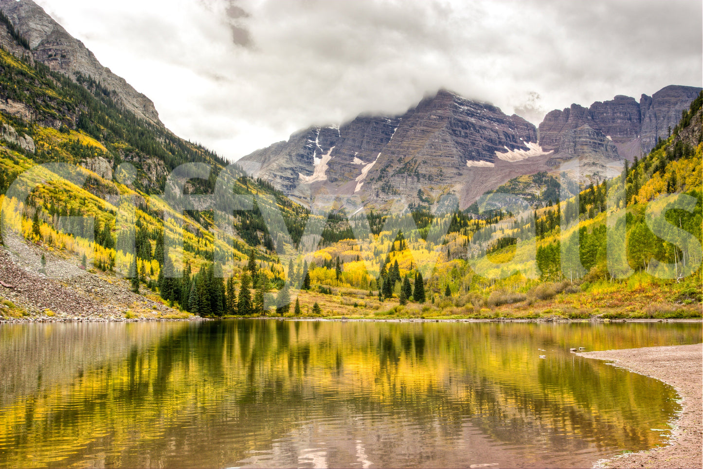 Autumn's Palette: A Mountain Lake Wall Mural