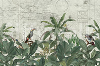 Nature-meets-nostalgia mural wallpaper design

