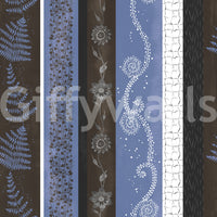 Wallpaper with a mix of blue and brown tones.

