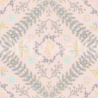 botanical motifs on a pink background

