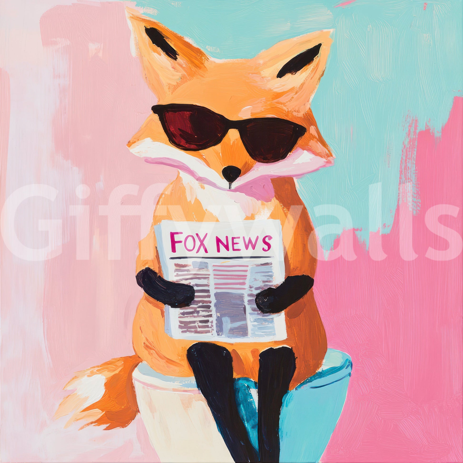 fox in sunglasses reading a newspaper

