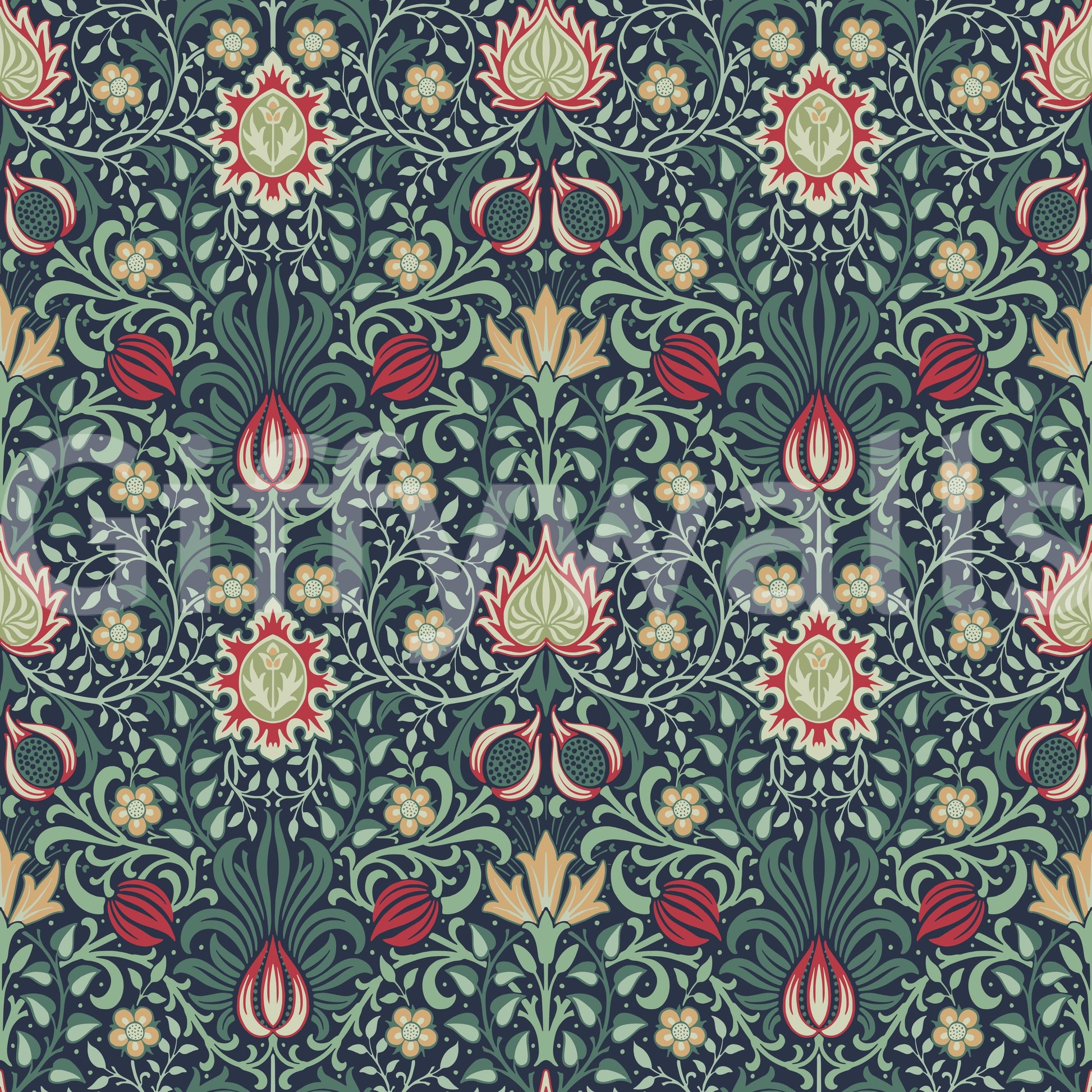 The wallpaper has a smooth, non-reflective matte finish.

