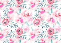 The wallpaper features a large floral pattern.

