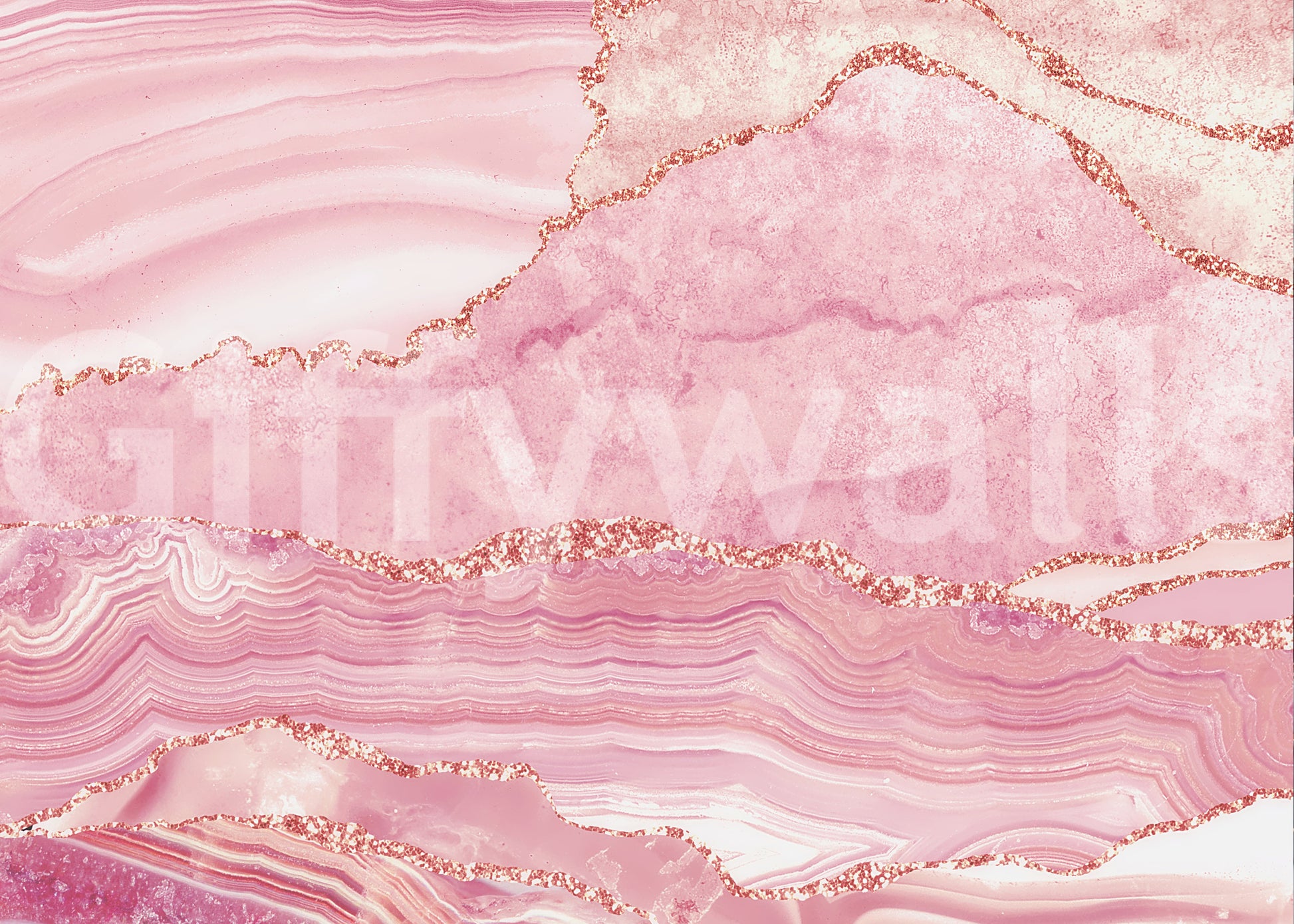 The wallpaper features a subtle, gold-veined pattern.

