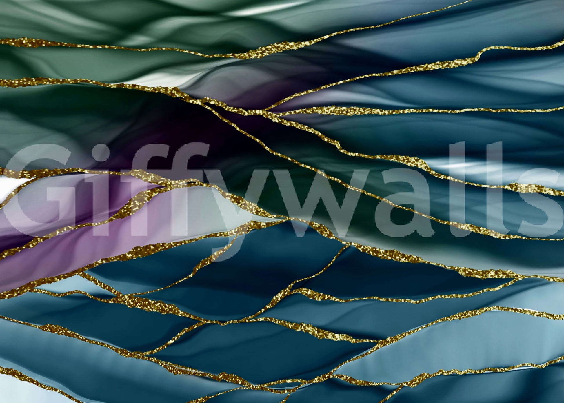 The wallpaper features a subtle, gold-veined pattern.

