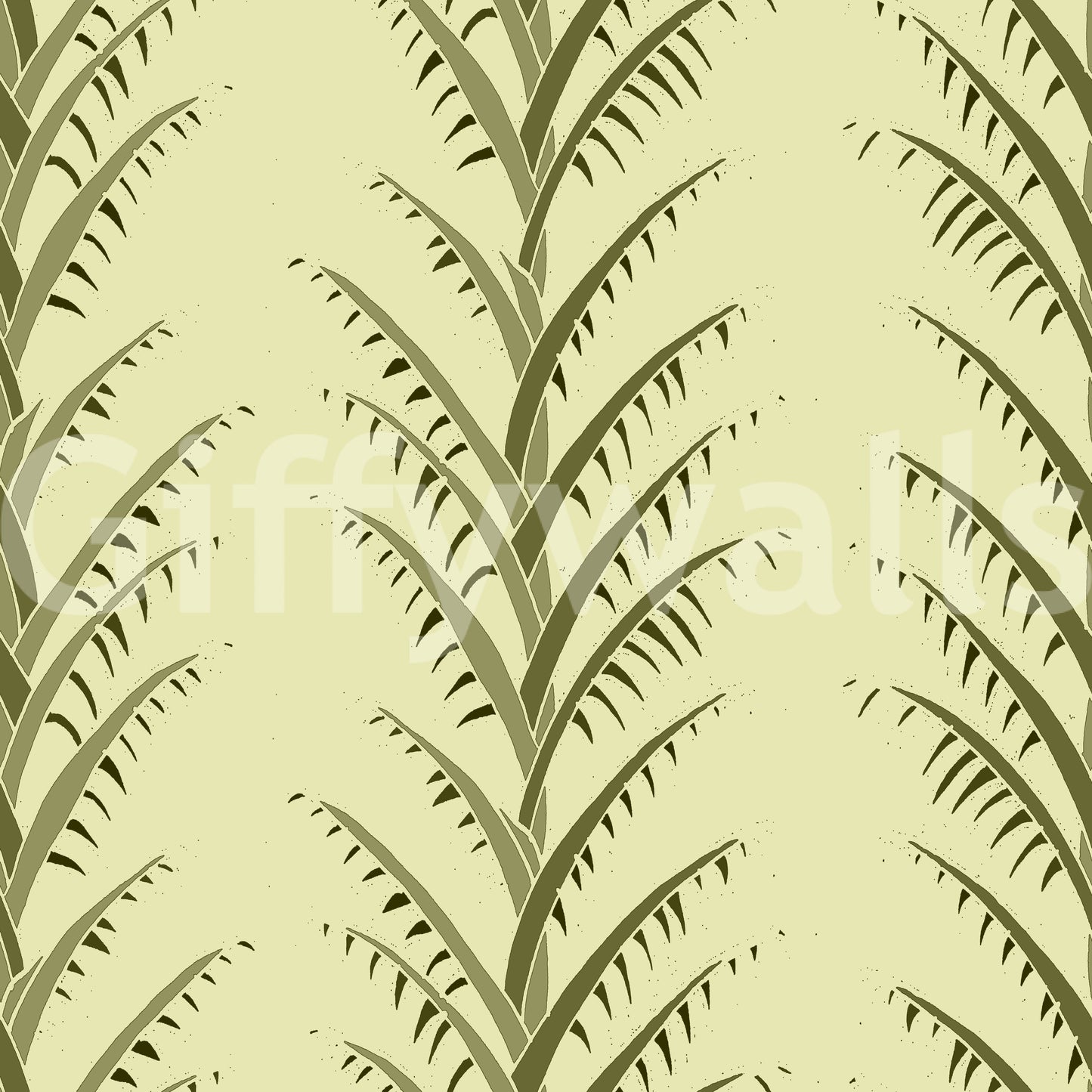 Simple Olive Green Palm Leaves Wallpaper⁠