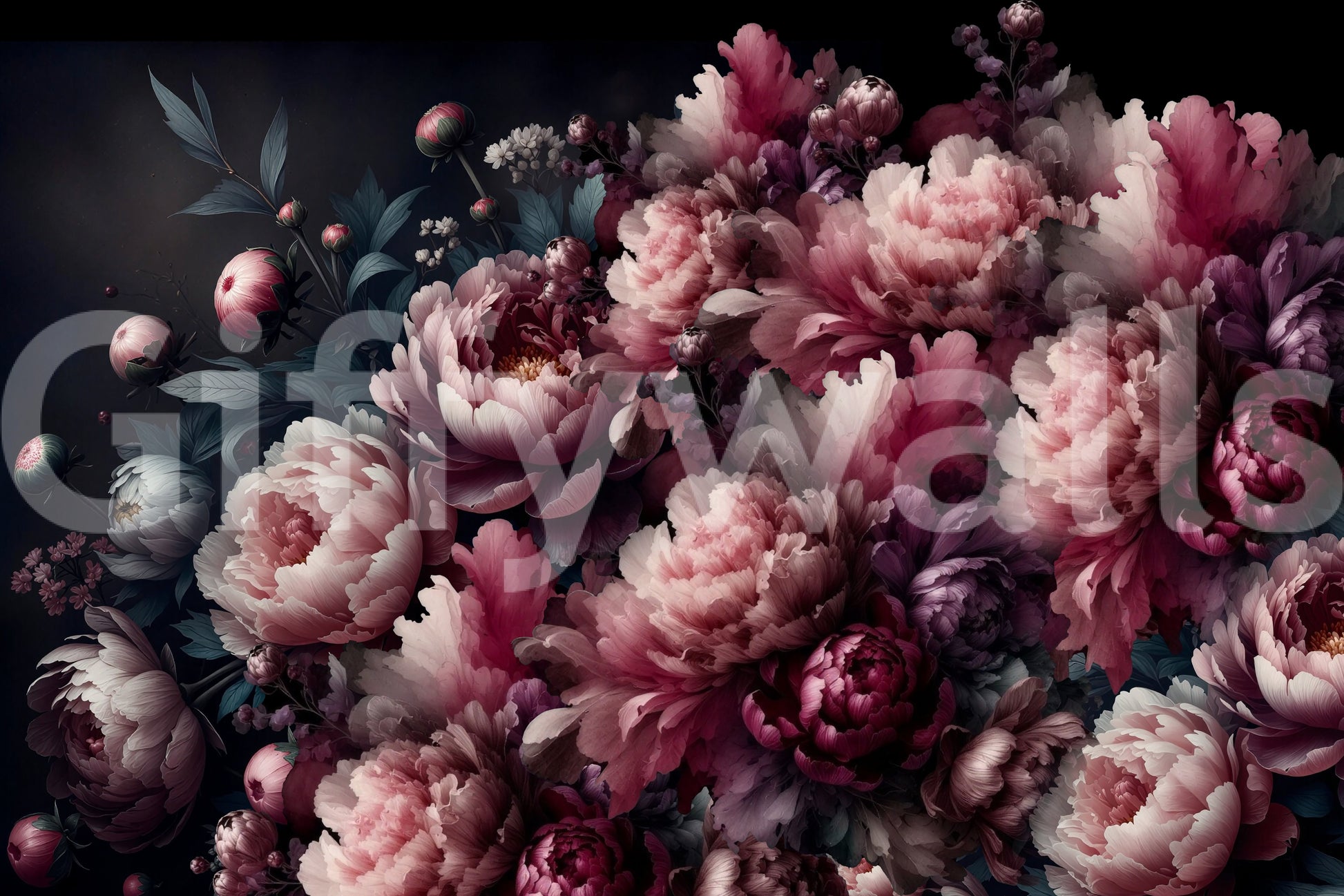 Vintage peonies, peaceful and calm

