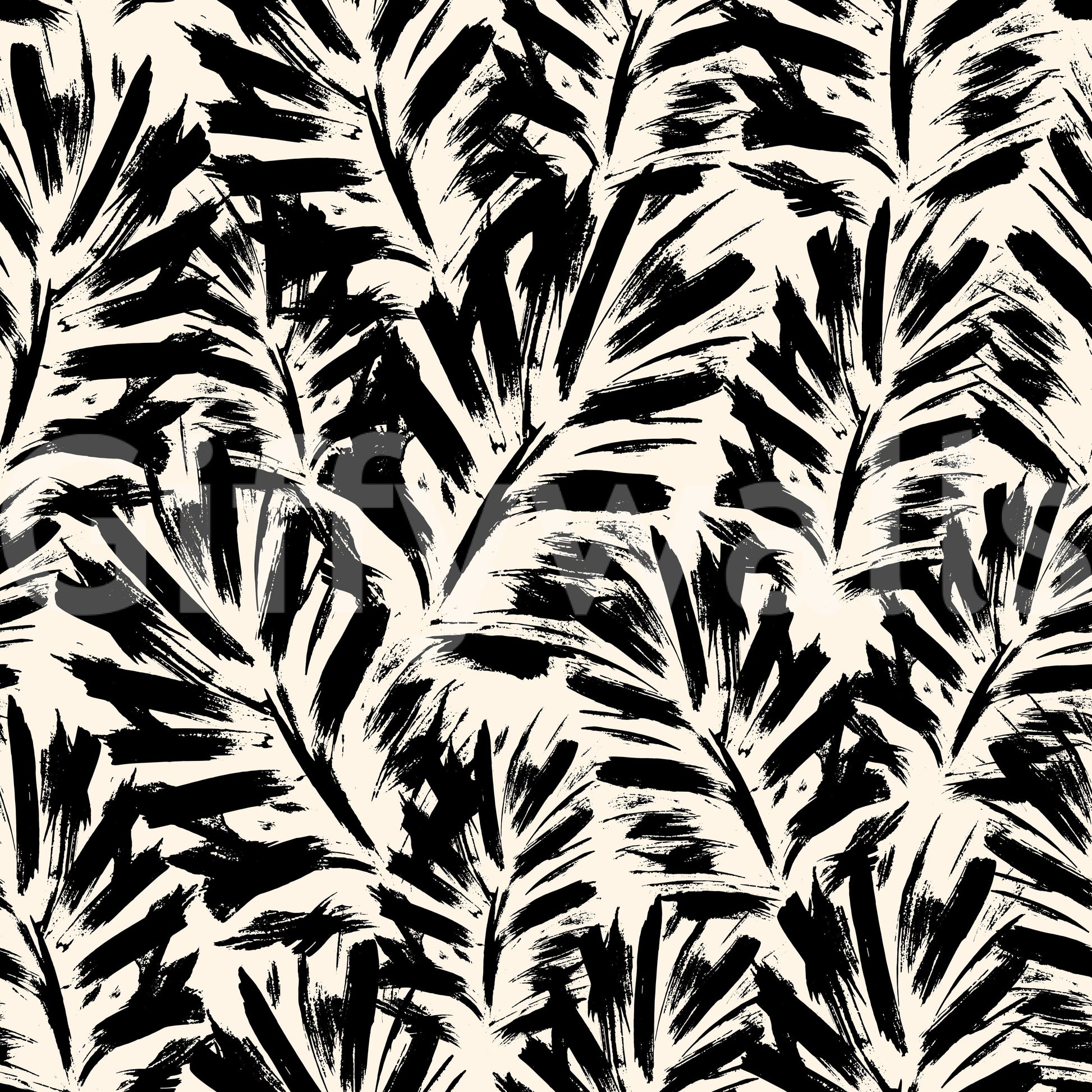 A seamless pattern of broad leaves on a wall

