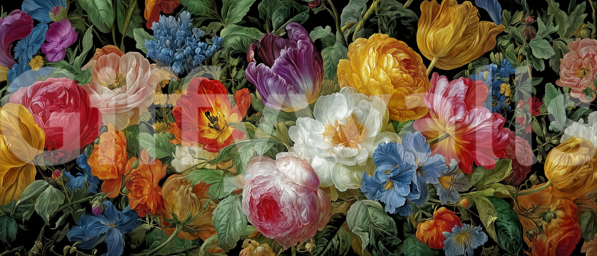 A detail of the brushstrokes and tones in the design.

