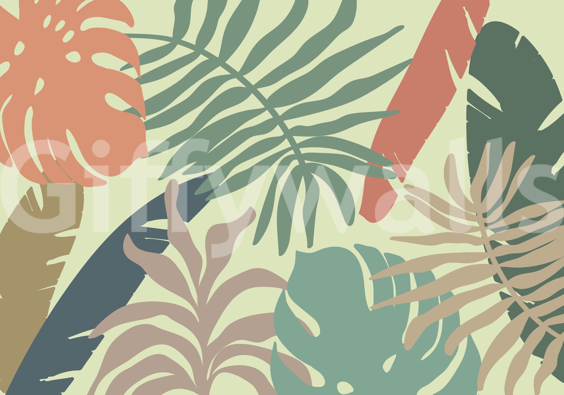 A high-quality serene leaf wall mural for walls.

