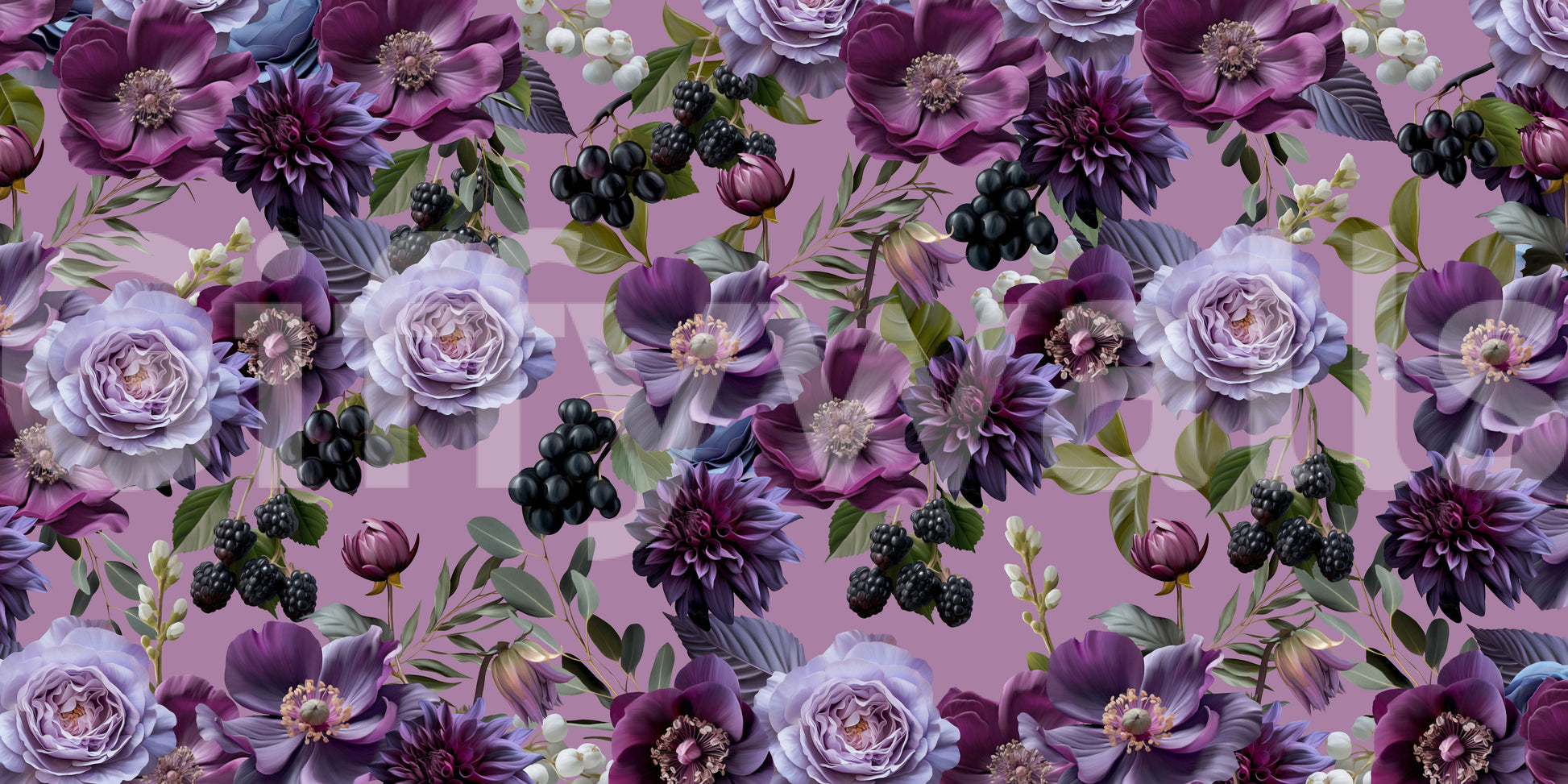 A calming floral design wallpaper mural that defines a space.

