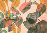 A calming foliage design wallpaper mural that defines a space.

