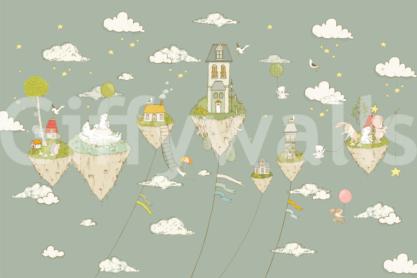 Dreamy Sky Islands Wall Mural -2759477