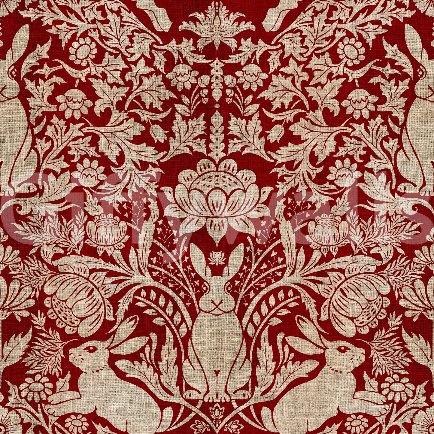 Scarlet Bloom & Bunny Wallpaper⁠