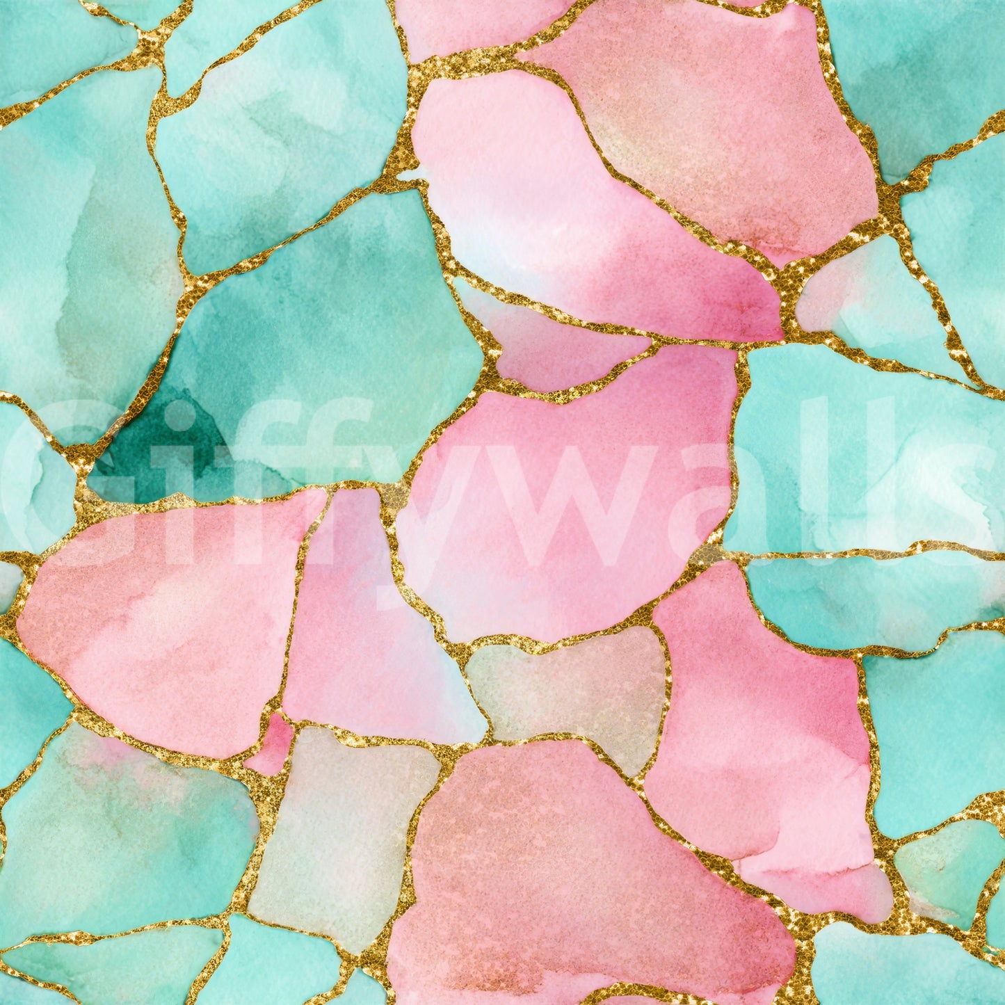 Gilded Pink And Turquoise Waters Wallpaper⁠