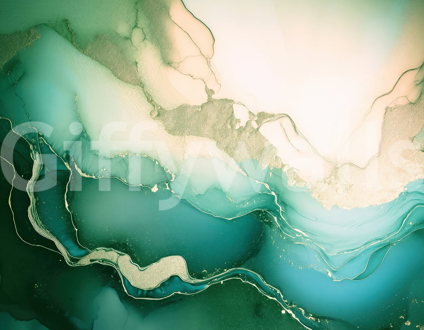 Emerald Marble Hues Wall Mural