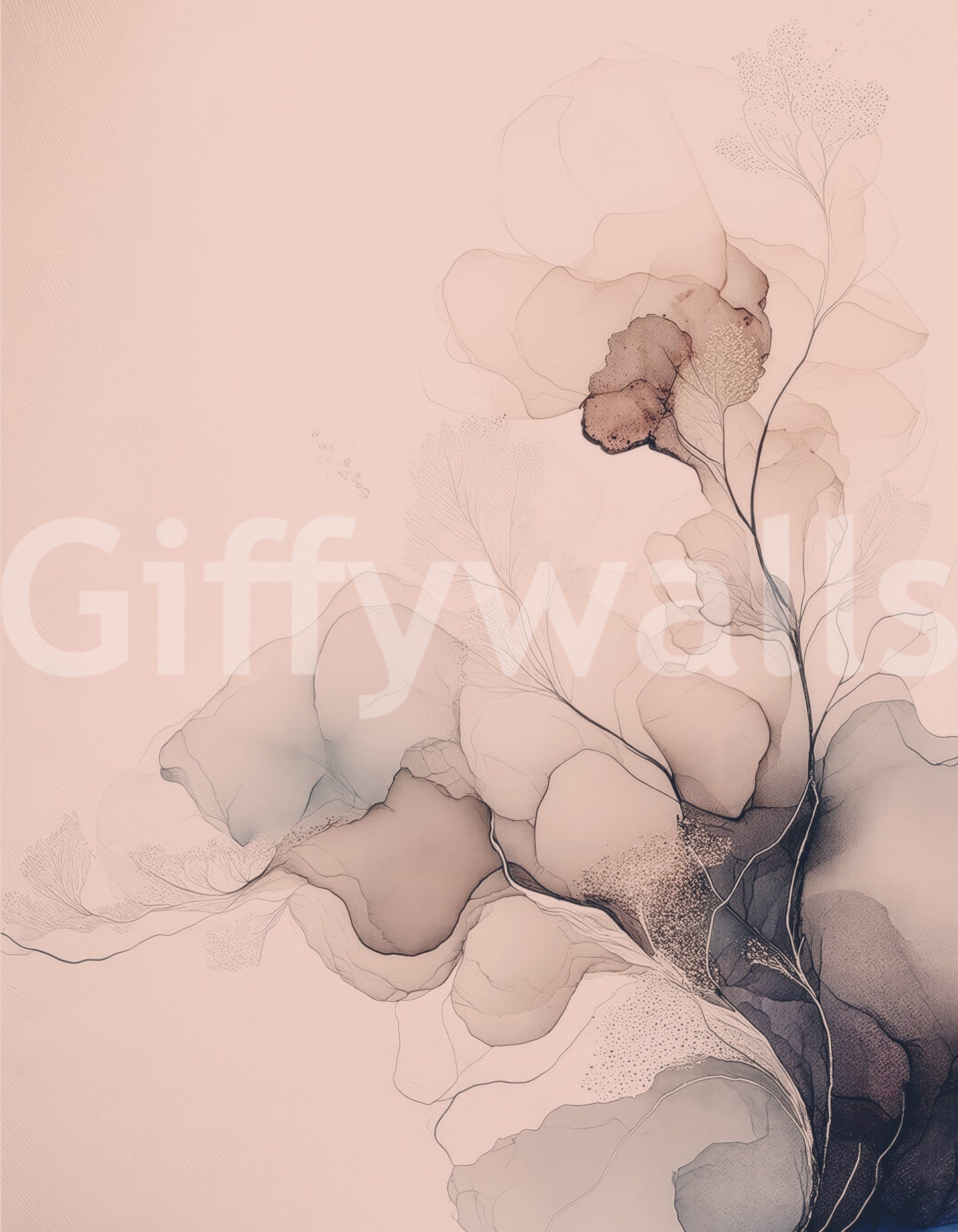 Ethereal mural with smooth flowing forms and minimalist tones perfect for peaceful spaces.