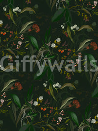 Dark floral composition creating a dramatic, serene nightfall aesthetic.