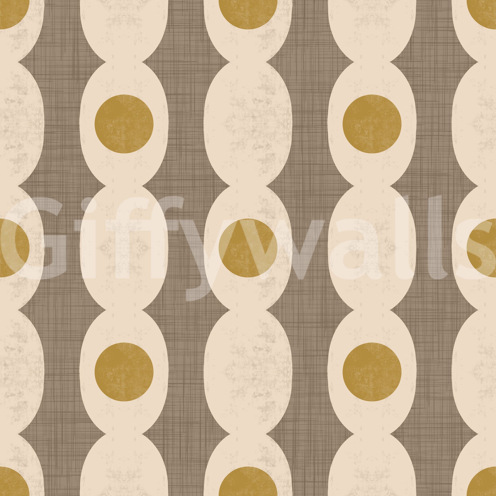Atomic Age beige wallpaper featuring bold yet understated retro abstractions.