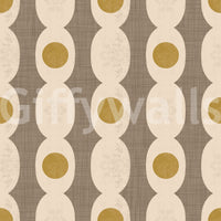 Atomic Age beige wallpaper featuring bold yet understated retro abstractions.
