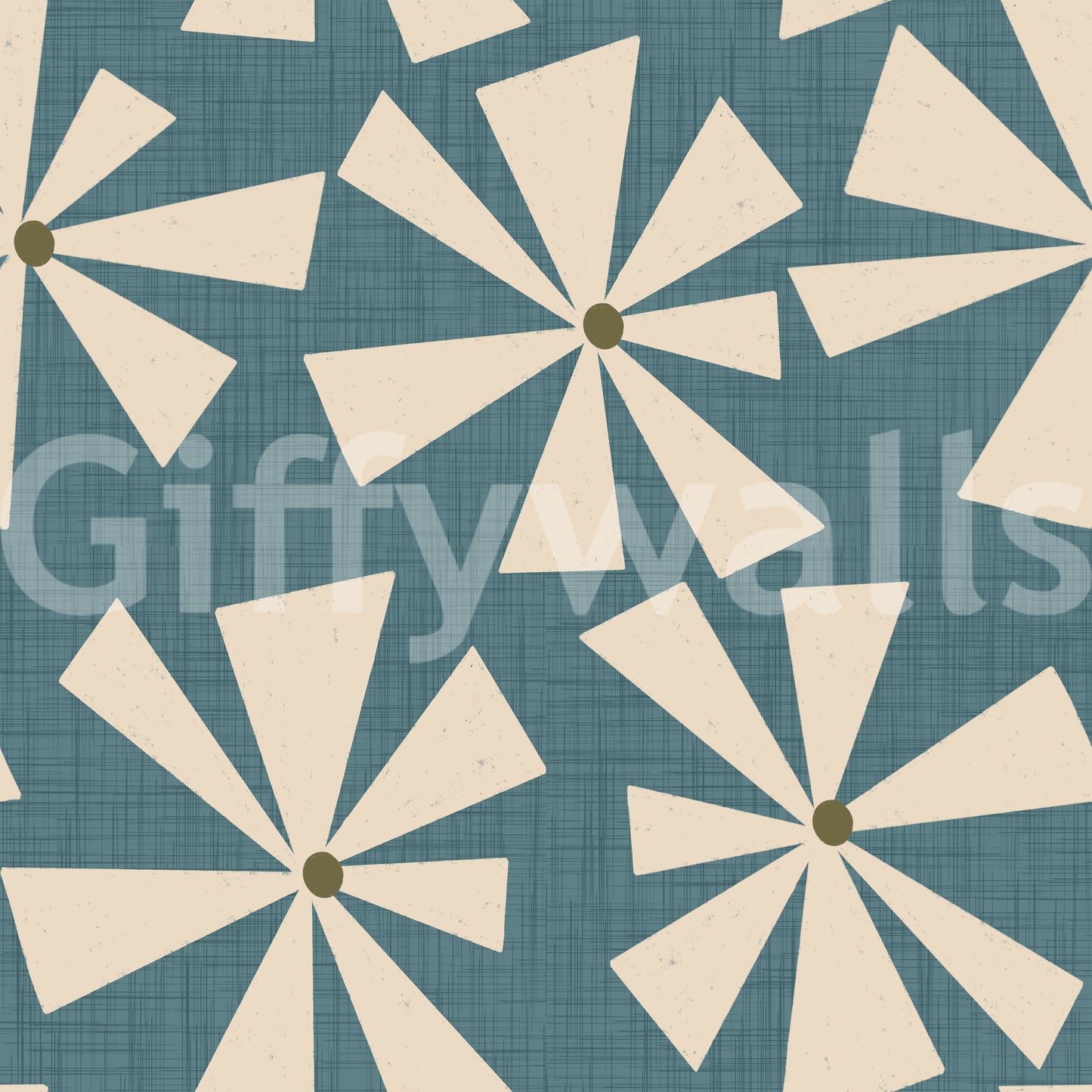Soft geometric floral wallpaper with abstract star shapes for a vintage aesthetic.