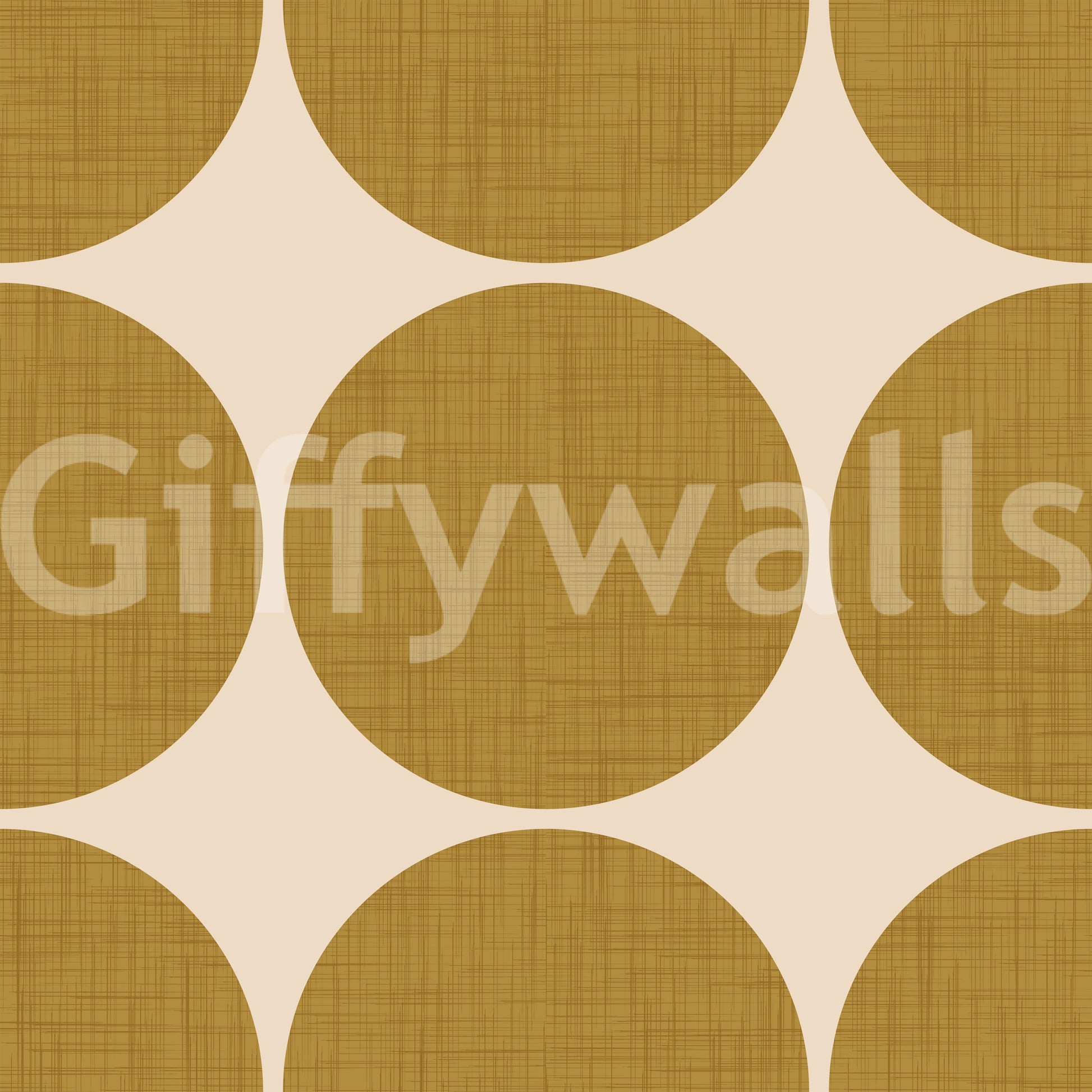 Graphic wallpaper design showcasing large ochre orbs in a structured grid layout