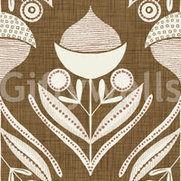 Folk-inspired wallpaper featuring whimsical floral icons in a tidy repeating grid.