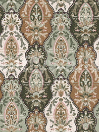Muted earthy florals wallpaper with detailed ornamental motifs and soft vintage tones.