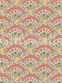 Stylized boho flowers with radiant centers creating a dreamy sunburst effect.