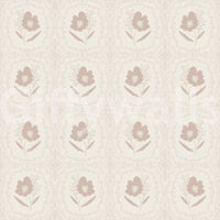 A warm, understated wallpaper featuring tiny floral emblems in a repeated grid.