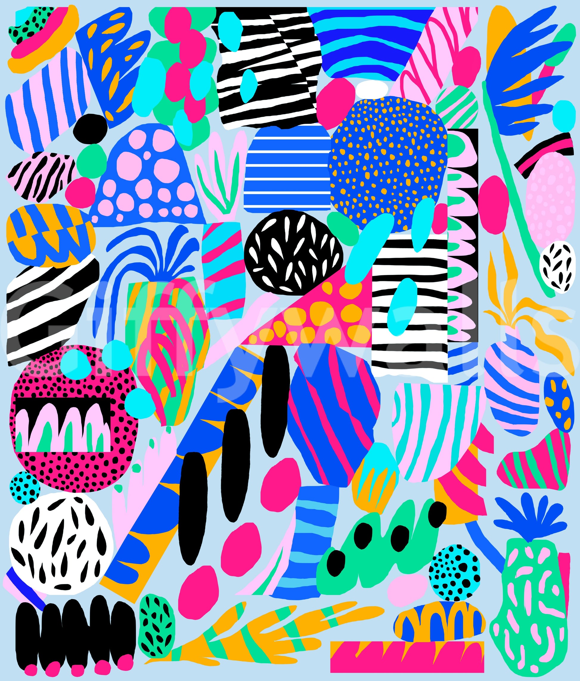 An expressive wallpaper filled with colorful shapes, stripes, and dots for a fun artistic vibe.