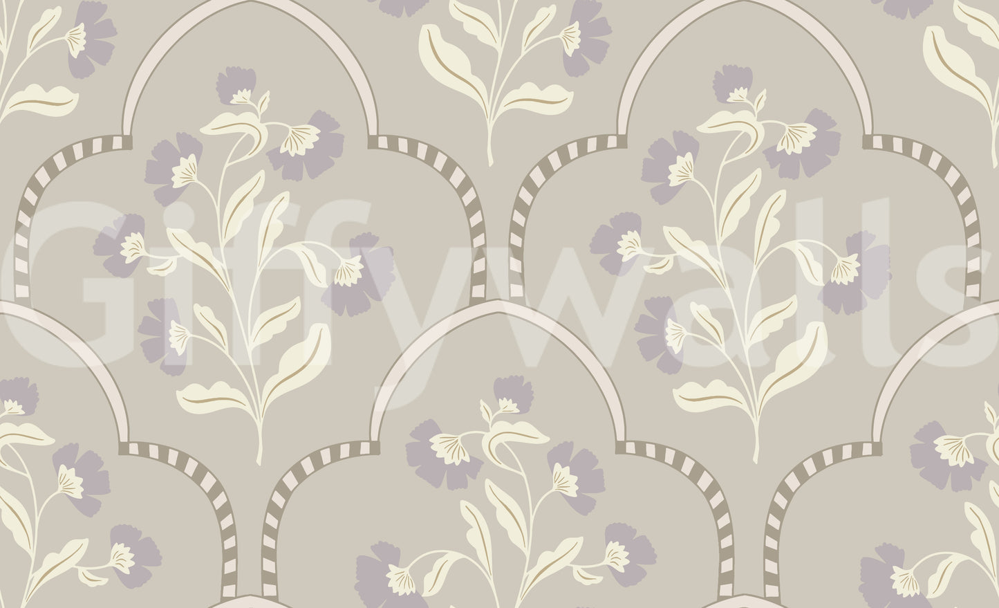 Bedroom accent wallpaper Floral Lattice soothing pastel hues.