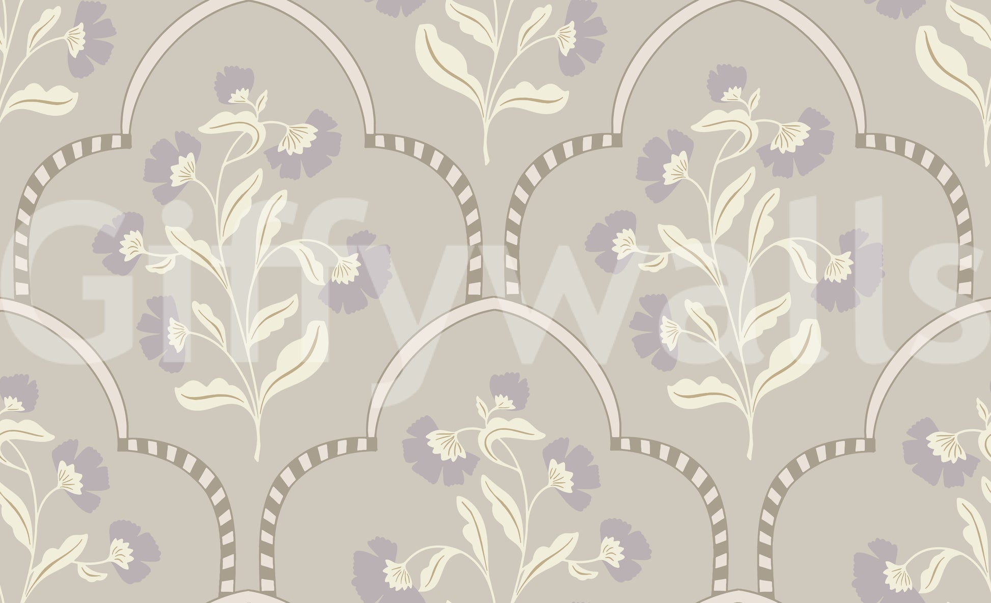 Bedroom accent wallpaper Floral Lattice soothing pastel hues.