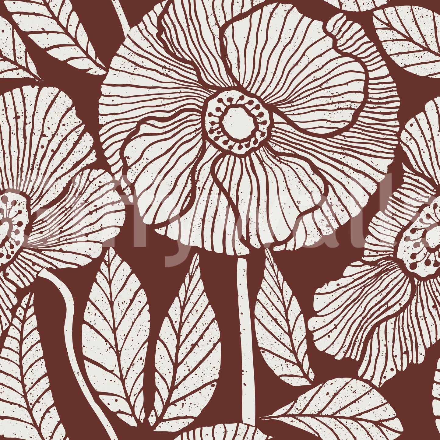 Mid-century, quirky Poppy Floral Modern seamless surface wrap.